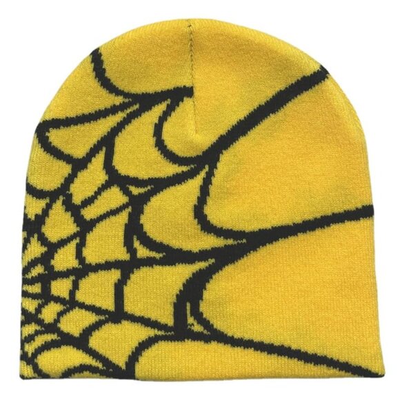 Accessories - Y2K Gothic Spider Pattern Wool Acrylic Knit Beanie Unisex Winter Warm